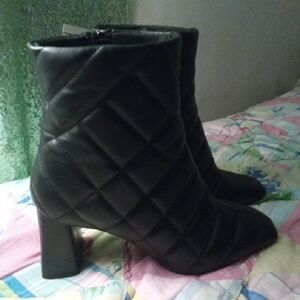 Quilted Black Ankle Boots